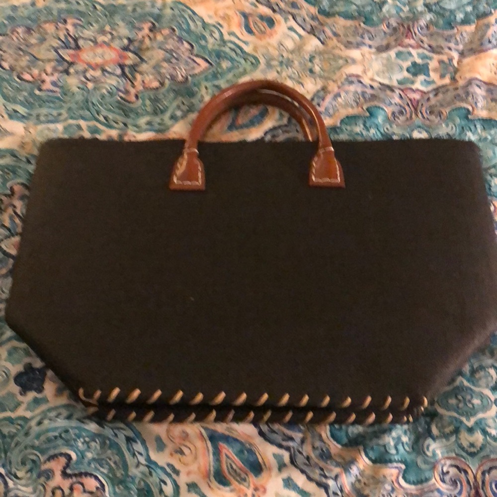 Large MSC black linen tote bag with stitching NWT